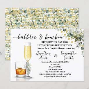 Eucalyptus Guld Bubbles & Bourbon Par Shower Inbjudningar