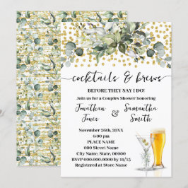 Eucalyptus Guld Cocktails och Brews Par Shower Inbjudningar
