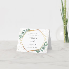 Eucalyptus Guld Geometric Bröllop Tack Kort