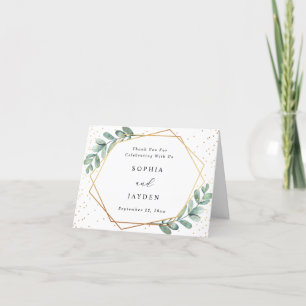 Eucalyptus Guld Geometric Bröllop Tack Kort