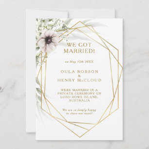 Eucalyptus Guld Geometric Elopement Notice Inbjudningar