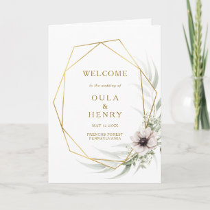 Eucalyptus Guld Geometric Foled Bröllopsprogram Program