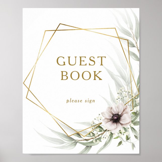 Eucalyptus Guld Geometric Guest Bok-tecken Poster (Framsidan)