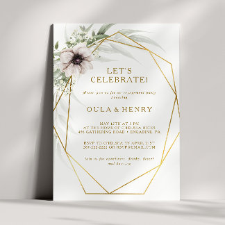 Eucalyptus Guld Geometric Låt oss Celebrate Inbjudningar