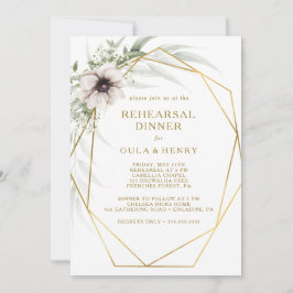 Eucalyptus Guld Geometric Rehearsal Dinner Inbjudningar