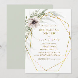 Eucalyptus Guld Geometric Rehearsal Dinner Inbjudningar