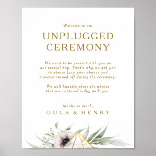 Eucalyptus Guld Geometric Unplugged Ceremony-tecke Poster