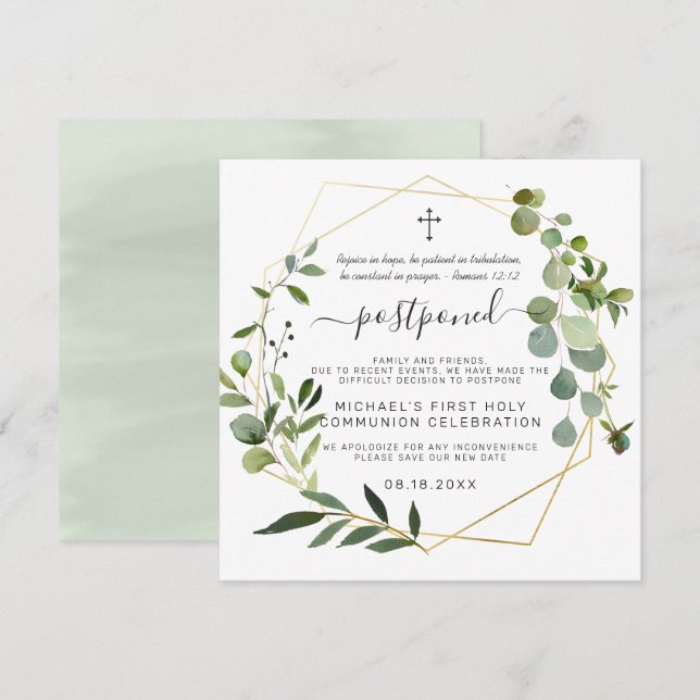 Eucalyptus Guld geometric | Uppskjuten union Inbjudningar (Fram/baksida)