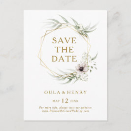 Eucalyptus Guld Geometrisk Save The Date vykort