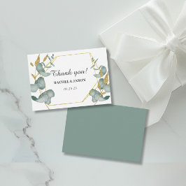Eucalyptus Guld Glitter Foliage Bröllop Tack Anteckningskort