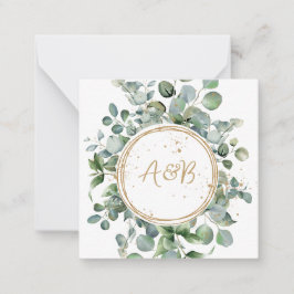 Eucalyptus Guld Glitter - Grönt Bröllop Anteckningskort