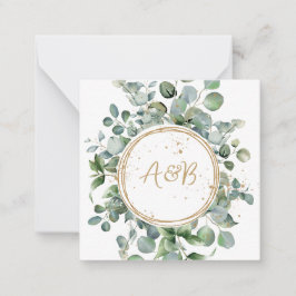 Eucalyptus Guld Glitter - Grönt Bröllop Anteckningskort