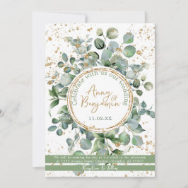 Eucalyptus Guld Glitter - Grönt - inbjudan 04