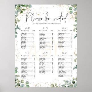 Eucalyptus Guld Glitter - sätesdiagram för Grönt 2 Poster