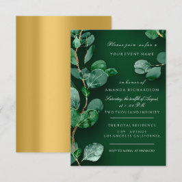 Eucalyptus Guld Grön Bröllop Årsdag Inbjudningar