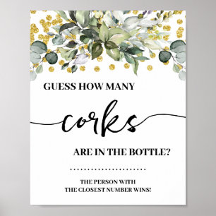 Eucalyptus Guld Hur många Kork Shower Game Sign-sk Poster