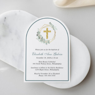 Eucalyptus Guld Kor fotopatabaptism i Inbjudningar