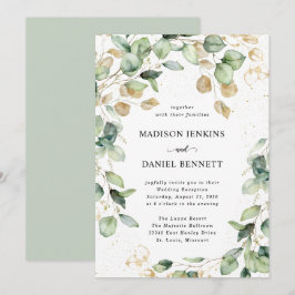 Eucalyptus Guld Löv Bröllop Inbjudningar