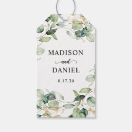 Eucalyptus Guld Löv Bröllop Presentetikett