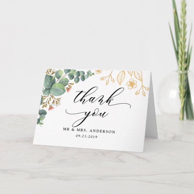 Eucalyptus Guld Löv Kort (Framsida)