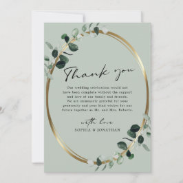 Eucalyptus Guld Modern calligraphy Sage Bröllop Tack Kort