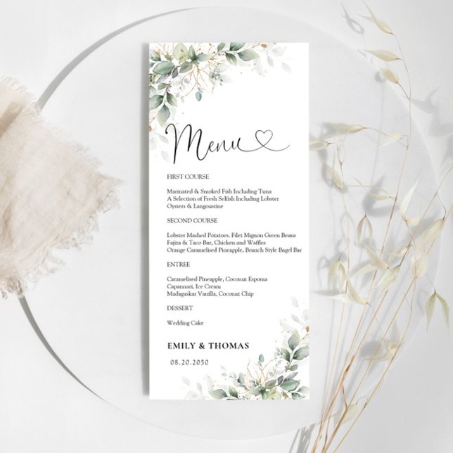 Eucalyptus Guld Möhippa Menu Meny (Skapare uppladdad)