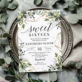 Eucalyptus guld sweet sixteen inbjudningar