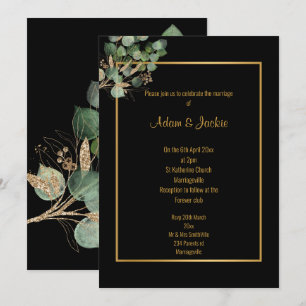 EUCALYPTUS GULD TRIM ELEGANT BRÖLLOP 2 INBJUDNINGAR
