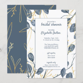 Eucalyptus & Guld Watercolor Garden Möhippa Inbjudningar