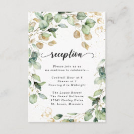 Eucalyptus Guld Watercolor Reception Enpartment Ca Tilläggskort