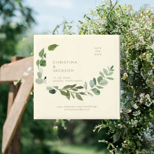 Eucalyptus Gult Bröllop Square Spara datum Magnet