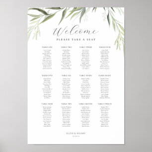 Eucalyptus Gum Löv Greenery Sittdiagram Poster