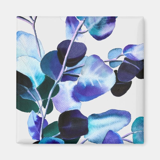 Eucalyptus Gum Löv vattenfärgsart Magnet (Framsidan)