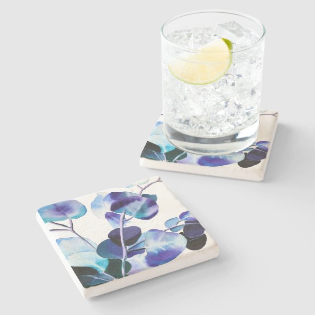 Eucalyptus Gum Löv vattenfärgsart Stenunderlägg (Sidan)