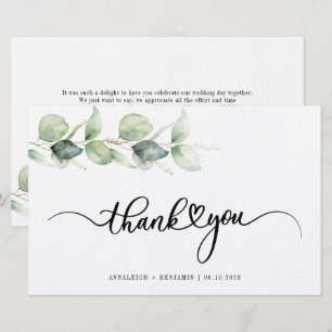 Eucalyptus Hand-Lettered Bröllop Tack Brevpapper