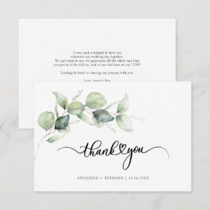 Eucalyptus Hand-Lettered Bröllop tackkort Anteckningskort