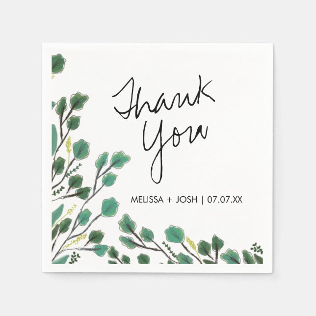 Eucalyptus Handritat Blad Tack    Pappersservett (Framsidan)