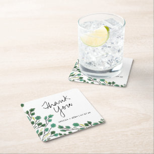 Eucalyptus Handritat blad Tack Underlägg Papper Kvadrat