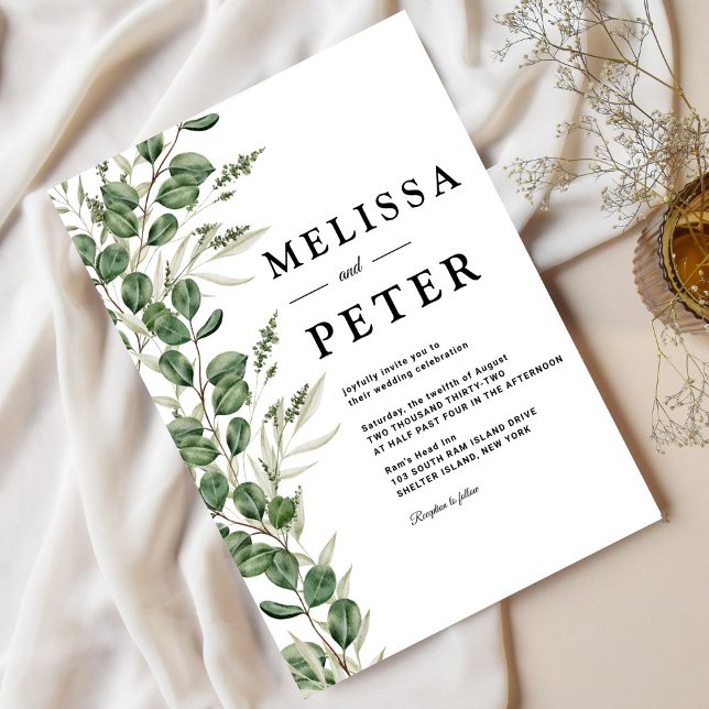 Eucalyptus Handskriftlig Bröllop Inbjudningar (Skapare uppladdad)