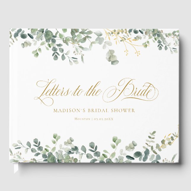 Eucalyptus  Handwriting Script Bridal Shower Gästböcker (Framsida)