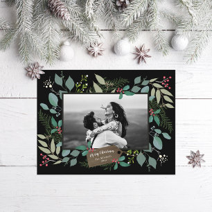 Eucalyptus Holly Juniper Framed Photo Helgdag Vykort
