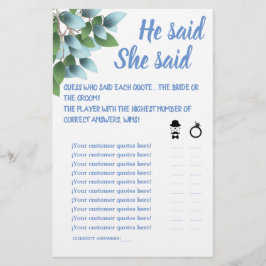 EUCALYPTUS HON SADE SHOWER GAME CARD FLYGBLAD