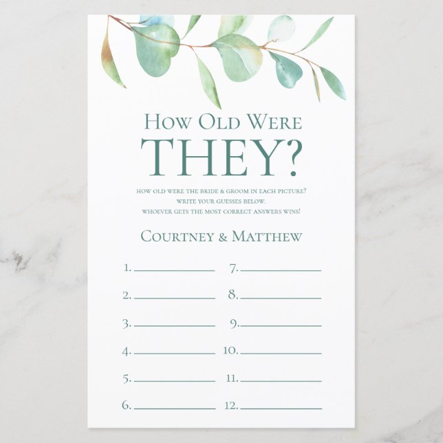 Eucalyptus Hur gammal var de i Möhippan spel? (Framsida)