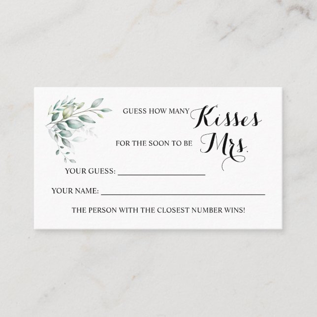 Eucalyptus Hur många kisser för ShowerGame-kortet Placeringskort (Framsida)