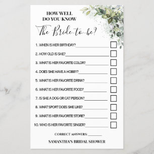Eucalyptus Hur väl känner du till Bride Game Card? Flygblad