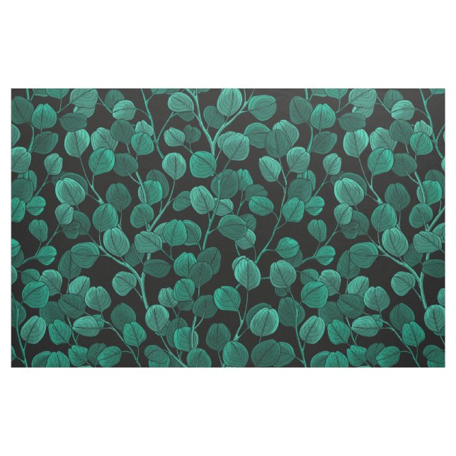 Eucalyptus i svart tyg (Fat Quarter)