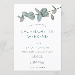 Eucalyptus Itinerary Bachelorette Party Helg Inbjudningar