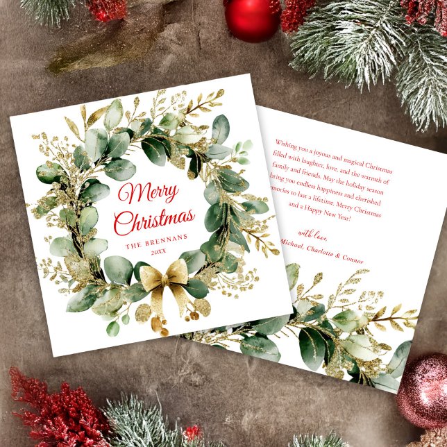 Eucalyptus Julbragd Elegant Julkort (Eucalyptus Christmas Wreath Greenery Elegant Holiday Card)
