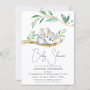 Eucalyptus Koala Bear och Joey Baby Shower Inbjudningar