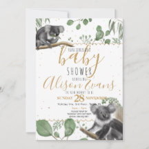 Eucalyptus Koalas guld glitter Baby Shower